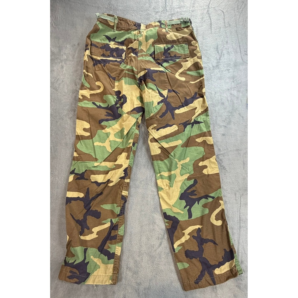 Vintage Woodland Camo Ripstop Cargo Fatigue Pants Military Utility Trousers